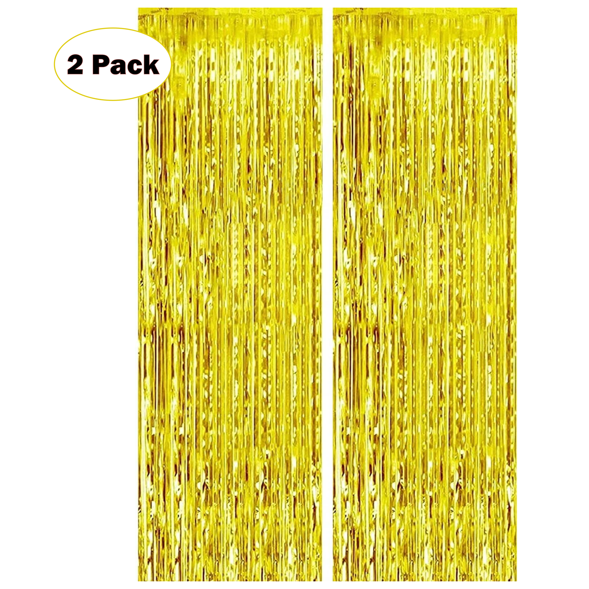 2 Pack Gold Foil Fringe Door Curtain Hanging Decoration, 8' x 3' by ECC Party Supply